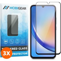 Mobigear Premium Samsung Galaxy A34 Verre trempé Protection d'écran - Compatible Coque - Noir (Lot de 3)