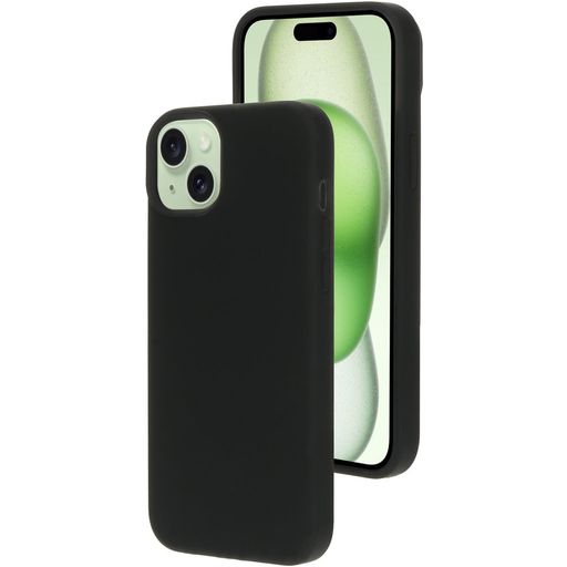 Mobiparts Coque iPhone 15 Plus MagSafe Coque arrière en Silicone - Noir