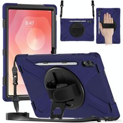 Mobigear SureGrip XGuard Samsung Galaxy Tab S11 Ultra Plastique rigide / Silicone Coque arrière + Porte-stylet + Bandoulière + Support - Bleu marine
