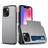 Mobigear Card Coque iPhone 15 Plus Coque arrière Rigide Anti-Chocs avec Porte-Cartes - Gris