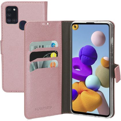 Mobiparts Saffiano Wallet Samsung Galaxy A21s Étui Portefeuille - Rose