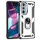 Mobigear Armor Ring Motorola Edge 30 Pro Plastique rigide Coque arrière Antichoc avec bague de maintien - Argent