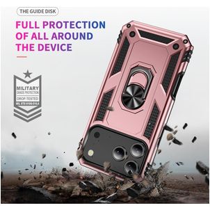 Mobigear Armor Ring Coque iPhone 17 Pro Max Coque arrière Rigide Anti-Chocs avec Anneau-Support - Rose doré