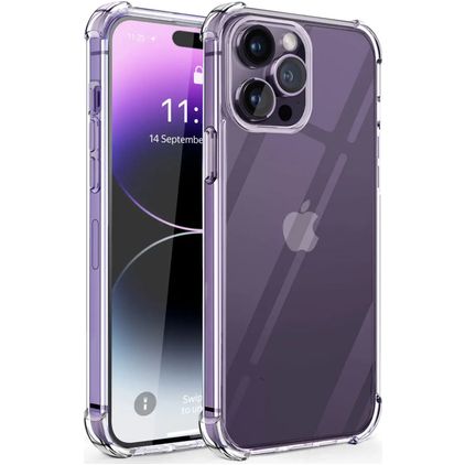 Mobigear Cushion Coque Transparente iPhone 14 Pro Coque arrière en TPU Souple Anti-Chocs - Transparent