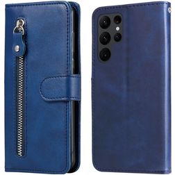 Mobigear Zipper Housse Samsung Galaxy S23 Ultra Etui Porte-Monnaie - Bleu