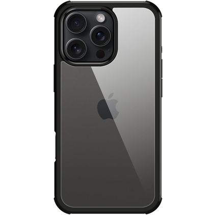 Valenta Full Cover Coque iPhone 16 Pro Max Coque arrière en Verre trempé Anti-Chocs - Noir