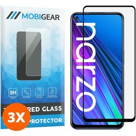 Mobigear Premium Realme Narzo 30 5G‎ Verre trempé Protection d'écran - Compatible Coque - Noir (Lot de 3)