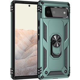 Mobigear Armor Ring Coque Google Pixel 6 Coque arrière Rigide Anti-Chocs avec Anneau-Support - Vert