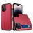 Mobigear Card Coque iPhone 15 Pro Max Coque arrière Rigide Anti-Chocs avec Porte-Cartes - Rouge