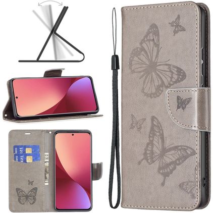 Mobigear Butterfly Housse Xiaomi 12X Etui Porte-Monnaie - Gris