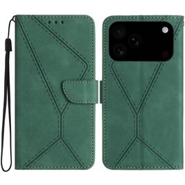 Mobigear Stitch Housse iPhone 17 Pro Etui Porte-Monnaie - Vert