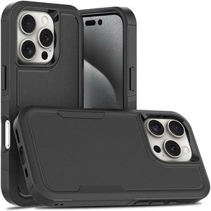 Mobigear Heavy Armor iPhone 16 Pro Plastique rigide Coque arrière Antichoc - Noir