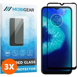 Mobigear Premium Motorola Moto G8 Power Lite Verre trempé Protection d'écran - Compatible Coque - Noir (Lot de 3)