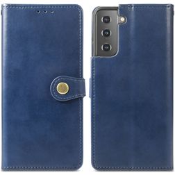 Mobigear Snap Button Housse Samsung Galaxy S21 Plus Etui Porte-Monnaie - Bleu