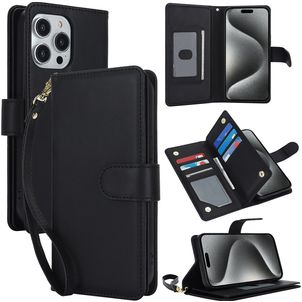 Mobigear Wallet Housse iPhone 15 Pro Etui Porte-Monnaie - Noir