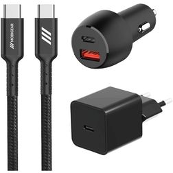 Mobigear Essentials - Chargeur + Chargeur de voiture + USB-C Cable 1 mètre Power Delivery 48W - Noir