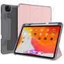 Mutural Tri-Fold Tough Coque iPad Pro 11 Pouces (2021) Etui + Porte-crayon - Noir / Rose doré