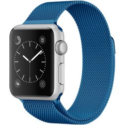Mobigear Color Loop Bracelet Milanais pour Apple Watch Fermeture magnétique - 42/41/40/38 mm - Bleu foncé