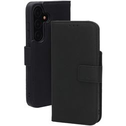 Mobiparts Wallet Housse Samsung Galaxy S24 MagSafe Etui en Cuir Véritable Porte-Monnaie - Noir