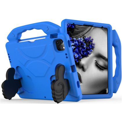 Mobigear Thumbs Up Coque iPad Air 4 (2020) Coque de tablette pour enfants avec Poignée Enfants en EVA - Bleu