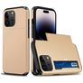 Mobigear Card Coque iPhone 15 Pro Coque arrière Rigide Anti-Chocs avec Porte-Cartes - Or