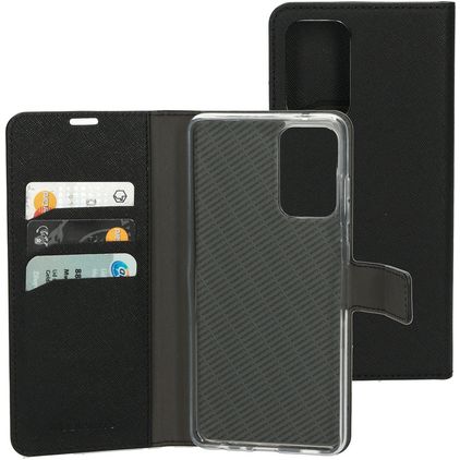 Mobiparts Saffiano Wallet Housse Samsung Galaxy A72 Etui Porte-Monnaie - Noir