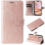 Mobigear Butterfly Housse iPhone 16 Plus Etui Porte-Monnaie - Rose doré