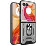 Mobigear Armor Ring Coque Motorola Razr 50 Ultra Coque arrière Rigide Anti-Chocs avec Anneau-Support - Argent