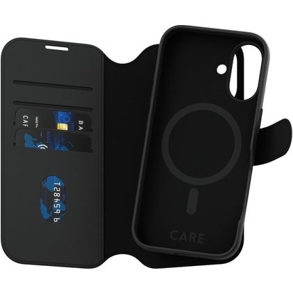 CARE by PanzerGlass Tango Two-in-One Housse iPhone 16 MagSafe Etui avec Coque Détachable Porte-Monnaie - Noir