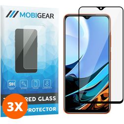 Mobigear Premium Xiaomi Redmi 9T Verre trempé Protection d'écran - Compatible Coque - Noir (Lot de 3)