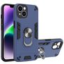 Mobigear Armor Ring Coque iPhone 14 Coque arrière Rigide Anti-Chocs avec Anneau-Support - Bleu