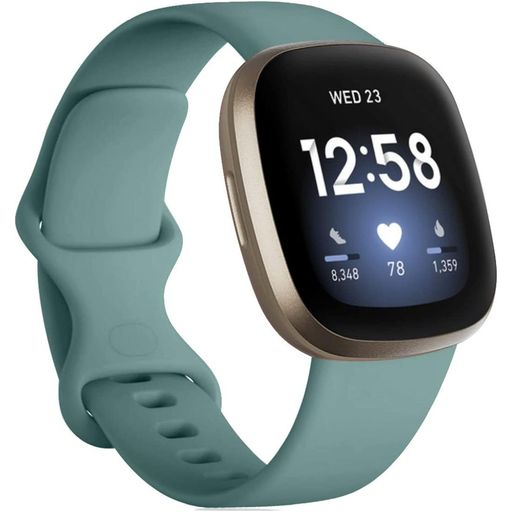 Mobigear Sport Dual Bracelet Silicone Fitbit Versa 3 Fermeture à clou et passant - Turquoise