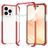 Mobigear Full Bumper Coque iPhone 14 Pro Coque arrière Rigide Anti-Chocs - Transparent / Rouge