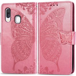 Mobigear Butterfly Housse Samsung Galaxy A40 Etui Porte-Monnaie - Rose