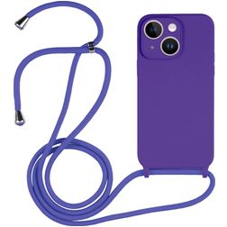 Mobigear Lanyard iPhone 15 Plus Coque avec cordon en Silicone - Violet