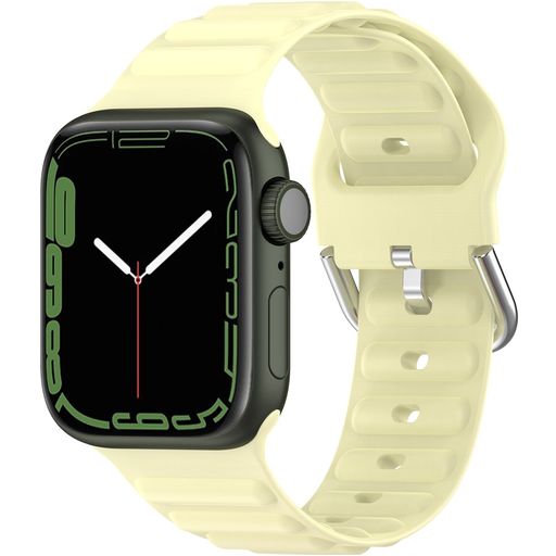 Mobigear Bumpy Bracelet Silicone Apple Watch Fermeture boucle ardillon - 49/46/45/44 mm - Jaune