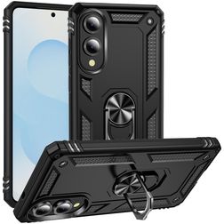 Mobigear Armor Ring Coque Samsung Galaxy S25 Edge Coque arrière Rigide Anti-Chocs avec Anneau-Support - Noir