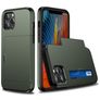 Mobigear Card Coque iPhone 12 Mini Coque arrière Rigide Anti-Chocs avec Porte-Cartes - Vert armée