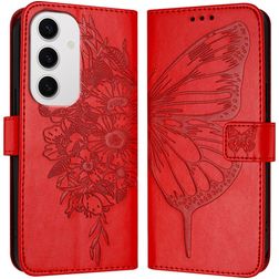 Mobigear Butterfly Housse Samsung Galaxy S24 FE Etui Porte-Monnaie - Rouge