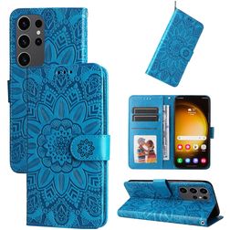 Mobigear Sunflower Housse Samsung Galaxy S24 Ultra Etui Porte-Monnaie - Bleu