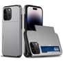 Mobigear Card Coque iPhone 15 Pro Coque arrière Rigide Anti-Chocs avec Porte-Cartes - Gris