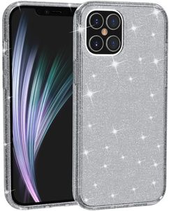 Mobigear Glitter Coque iPhone 12 Coque arrière Rigide - Gris
