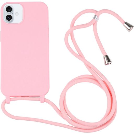 Mobigear Lanyard iPhone 16 Coque avec cordon en Silicone - Rose