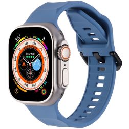 Mobigear Ripple Bracelet Silicone Apple Watch Fermeture boucle ardillon - 49/46/45/44 mm - Bleu