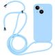 Mobigear Lanyard iPhone 15 Coque avec cordon en Silicone - Bleu