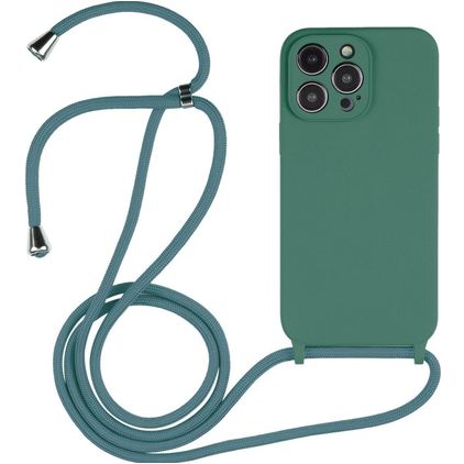Mobigear Lanyard iPhone 14 Pro Coque avec cordon en Silicone - Vert
