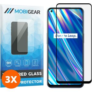 Mobigear Premium Realme 8 5G Verre trempé Protection d'écran - Compatible Coque - Noir (Lot de 3)
