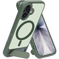 Mobiparts Hardcover Coque iPhone 17 MagSafe Coque arrière Rigide avec Support Amovible - Satin Green