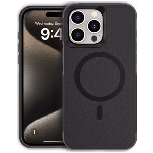 Mobigear Traveller Coque iPhone 15 Pro Max MagSafe Coque arrière Rigide Anti-Chocs - Noir