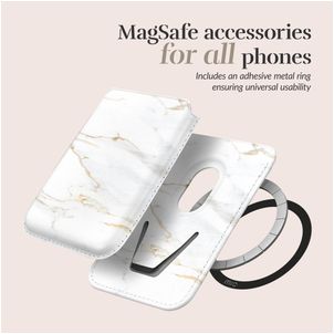 MIO - Porte Cartes en - 3 Cartes - Compatible MagSafe - White Marble